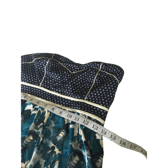 Urban Outfitters Kimchi Blue Sundress Sz 2 Sweetheart Neck Strapless Blue White - Picture 8 of 11